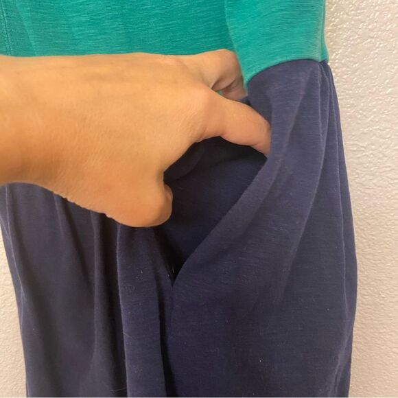 J. Crew Daybreak kelly Green blue block Fit Flare Dress sleeveless prep cotton M - Picture 8 of 11